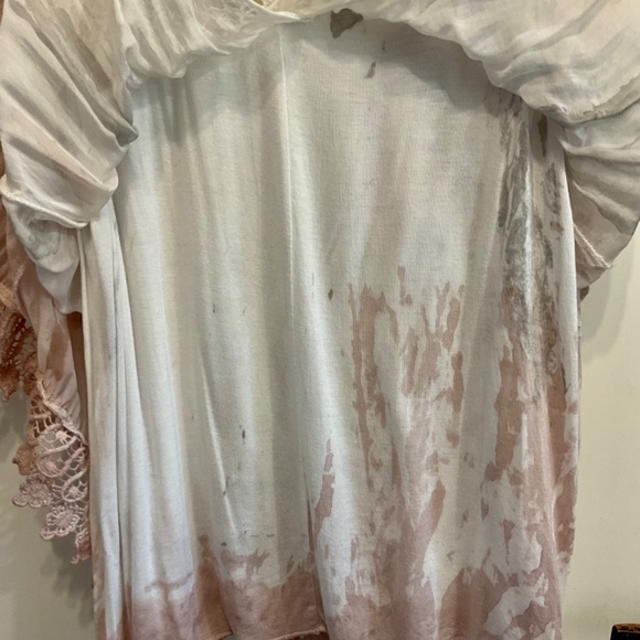 M Made in Italia sleeveless lined split back blouse, white, pink & gray-M - Picture 3 of 5